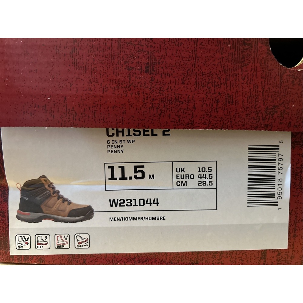 Wolverine Chisel 2 Steel Toe Waterproof Hiking/Work Boot Men's 11.5M W231044 - Picture 8 of 9